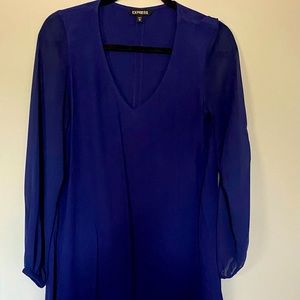 Beautiful blue dress with sheer long sleeves